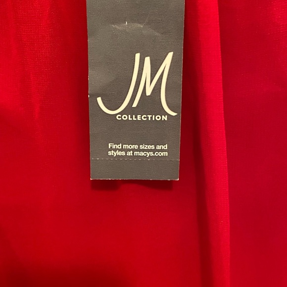 JM Collection Red Flutter Sleeve Top Size M NWT New - Picture 8 of 12